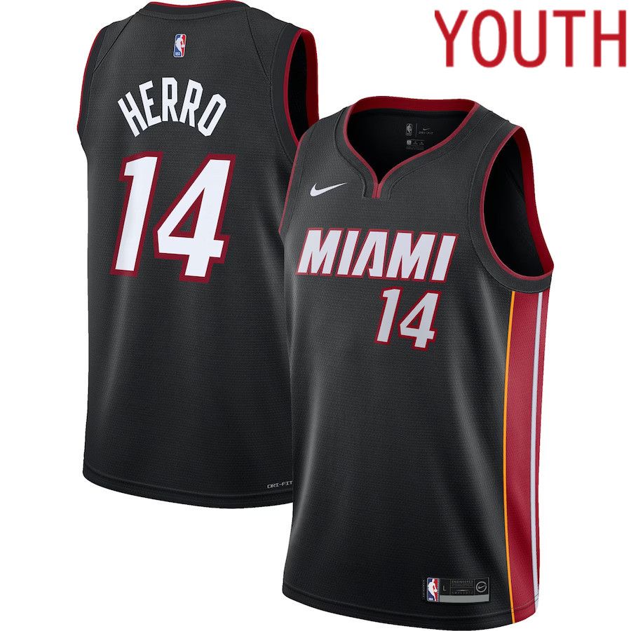 Youth Miami Heat 14 Tyler Herro Nike Black Swingman NBA Jersey